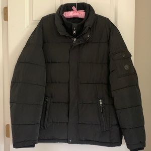 Calvin Klein black puffer winter jacket with double zip